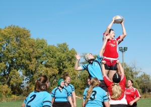 WWRFC's Rachael Weiker wins a lineout against the Milwaukee Scylla, Fall 2009 WWRFC's Rachael Weiker wins a lineout against the Milwaukee Scylla, Fall 2009